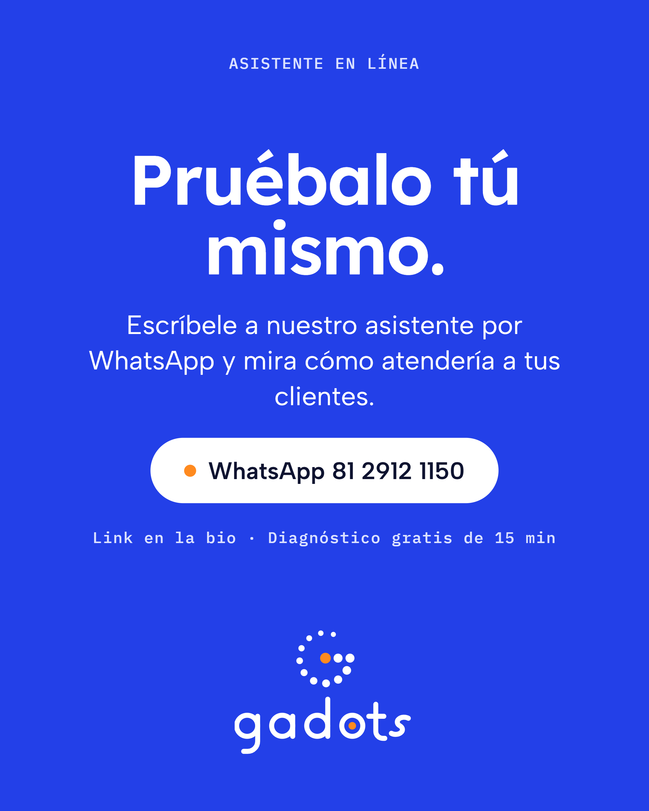 Pruébalo tú mismo. WhatsApp 81 2912 1150. Diagnóstico gratis de 15 min.